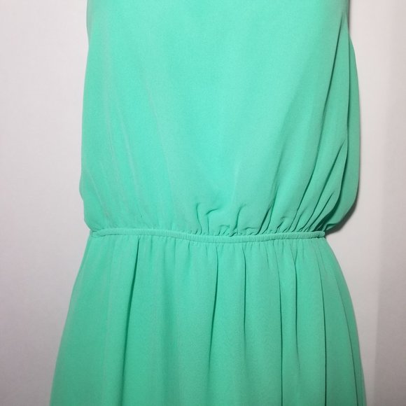 Mine Womens S Lime Mint Green Sundress Mini Dress Macrame Like Razor Back - Picture 4 of 16